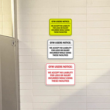 Signs ByLITA Classic Framed Gym Users Notice: We Accept No Liability For Loss or Injury Incurred While Using These Facilities Door or Wall Sign Easy Installation | Warning Health & Safety | Office & Venues